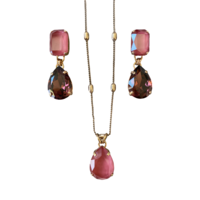 DROP MEDIO BORDEAUX / ROSE + NECKLACE 