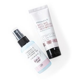 HAND TRAVELSET ONTSMETTINGSSPRAY 70% + HYDRATERENDE HANDCR&egrave;ME 