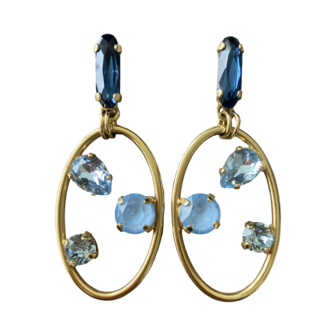 CERCHIO OVALE STRASS BLUE/GOLD 