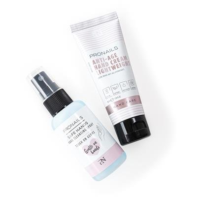 HAND TRAVELSET ONTSMETTINGSSPRAY 70% + HYDRATERENDE HANDCRèME 