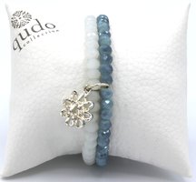 Bracelet combi light blue flower 